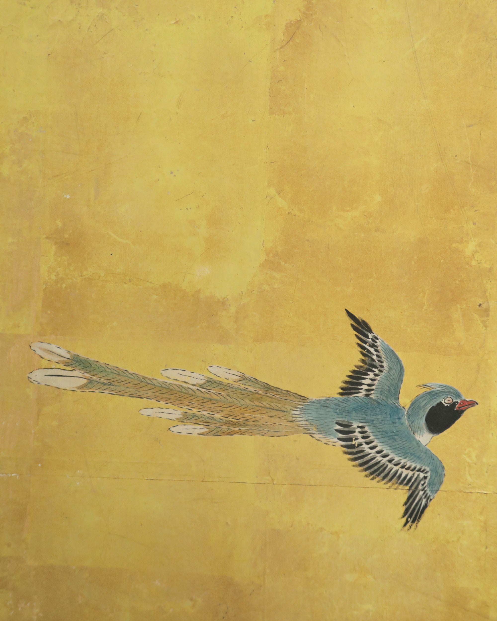 Folding screen with autumn flowers and birds in flight