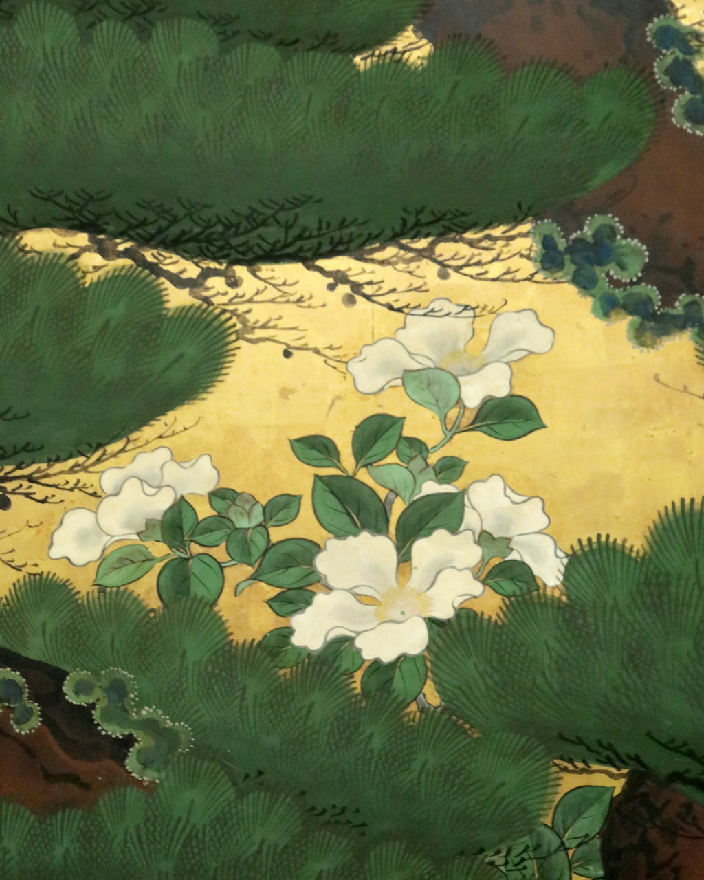 Paravento Byōbu Matsu-ni-Kinji Giapponese a sei ante con pini su fondo oro