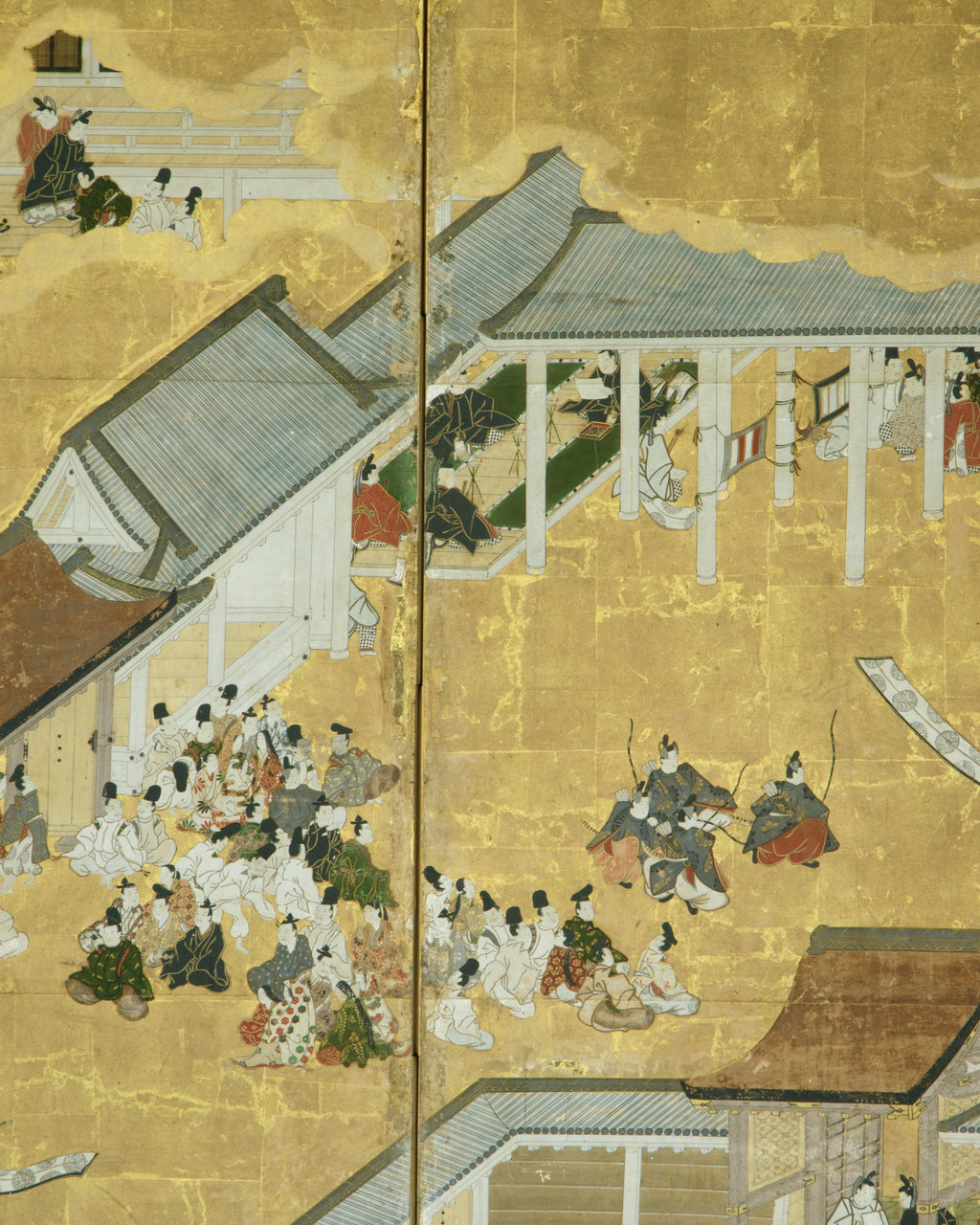 Folding screen with court scenes and ceremonies