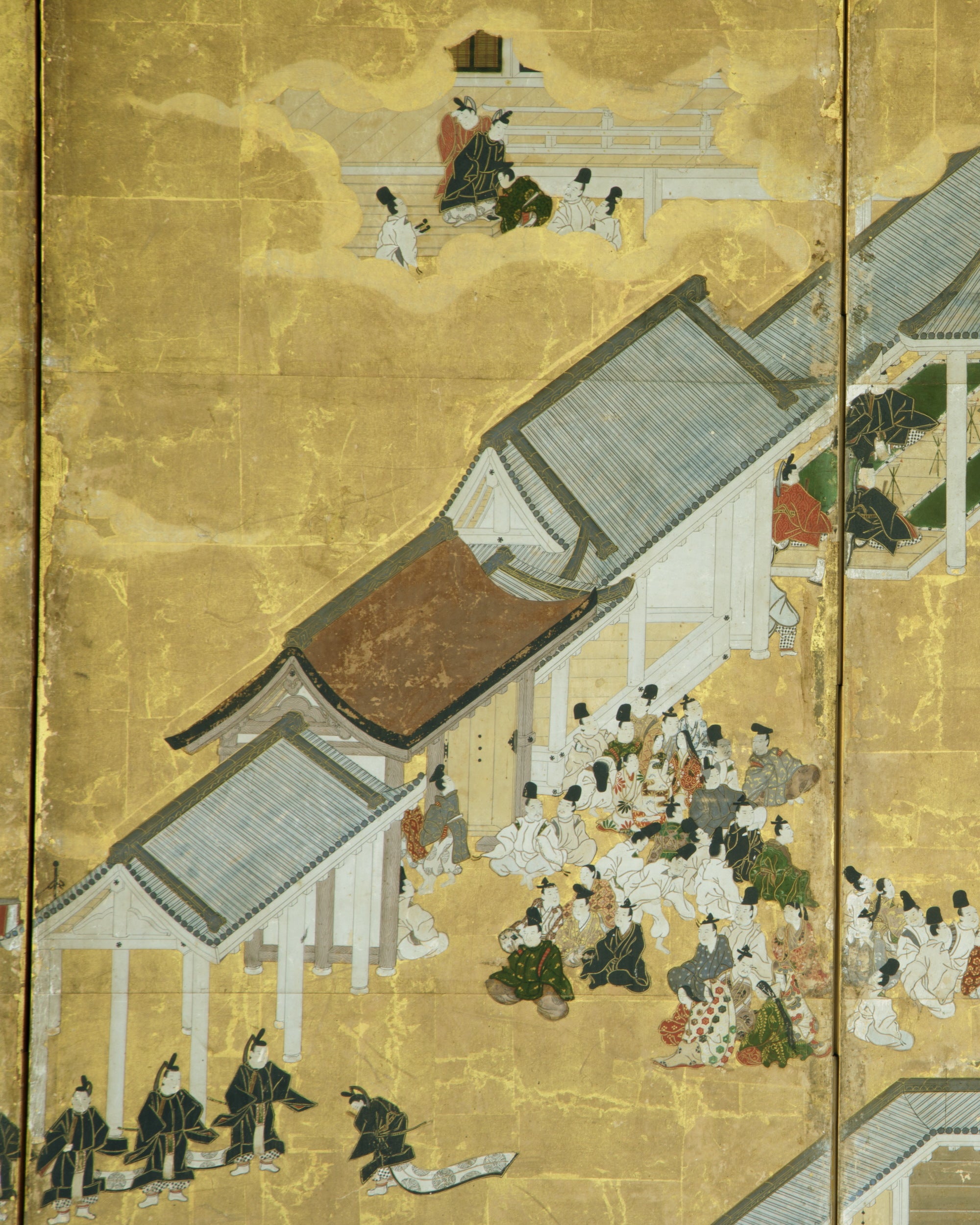 Folding screen with court scenes and ceremonies