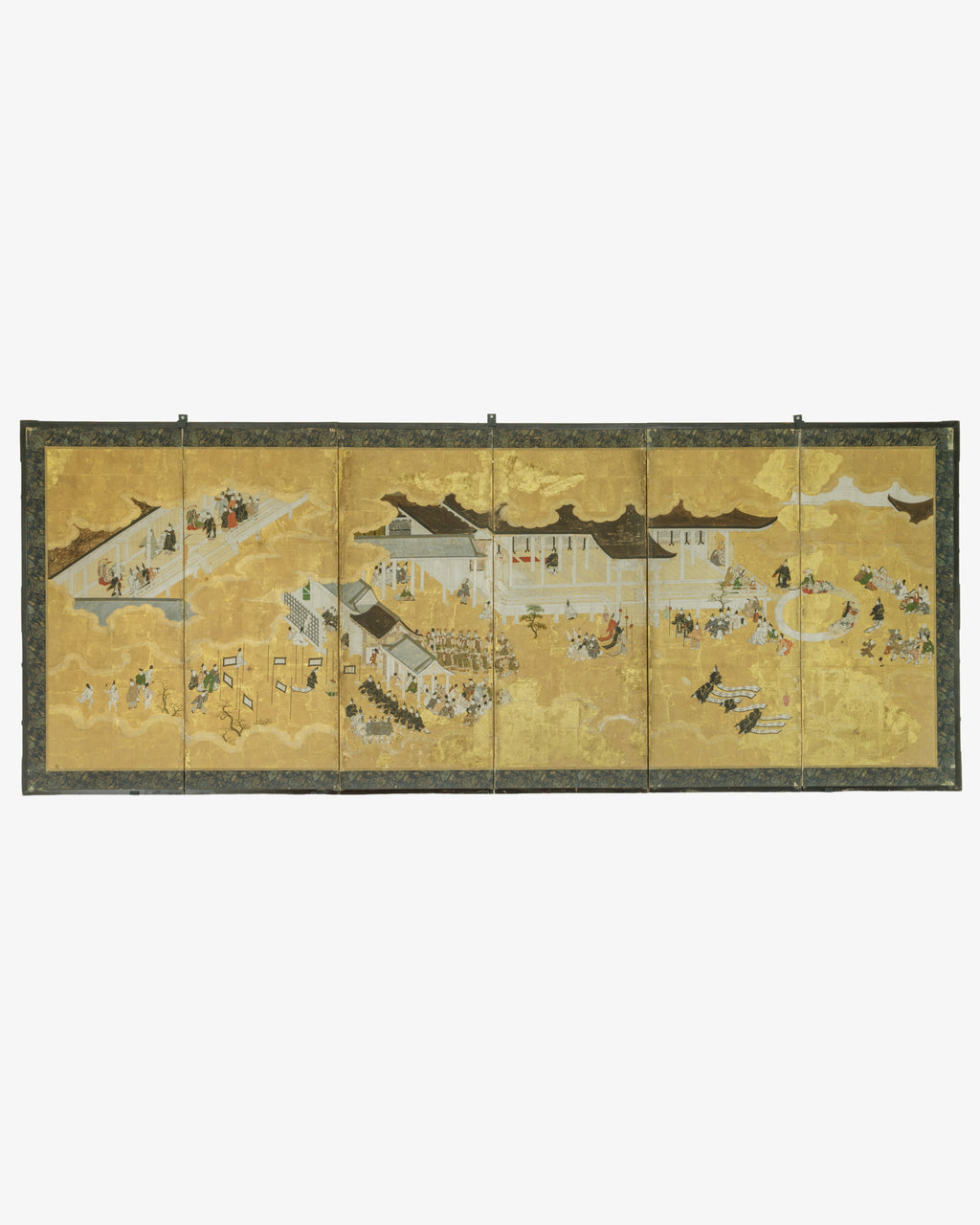 Folding screen with court scenes and ceremonies