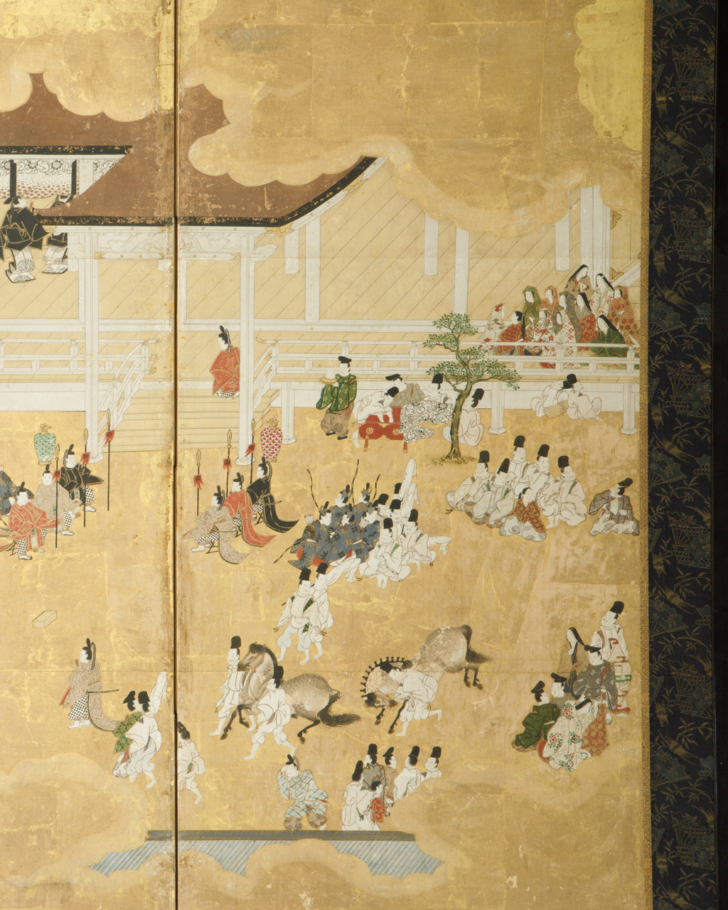 Folding screen with court scenes and ceremonies