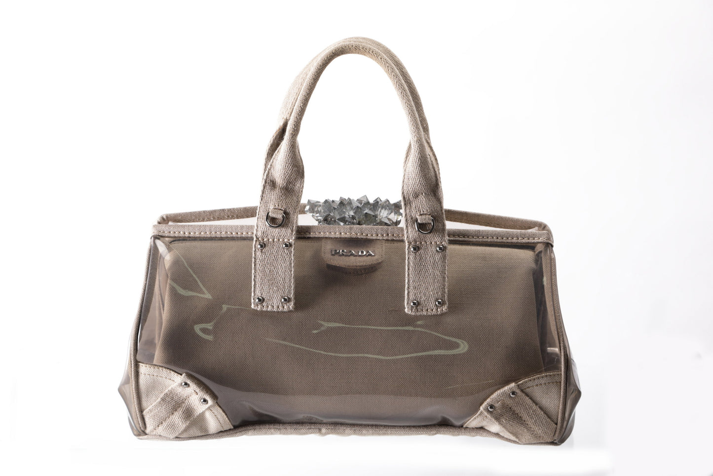 Gray Prada handbag