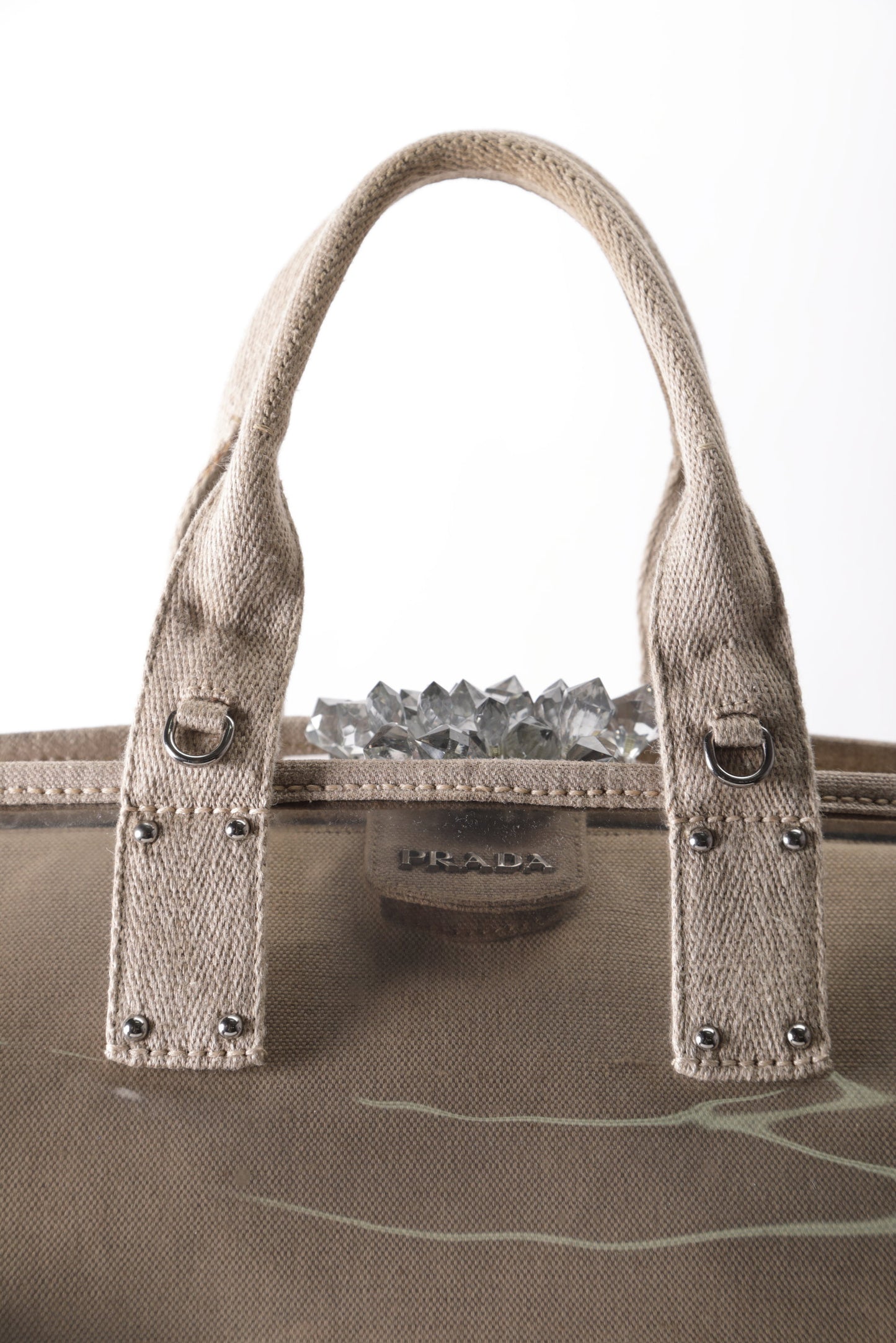 Gray Prada handbag