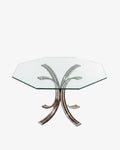 Romeo Rega octagonal table from the 70s in steel and glass