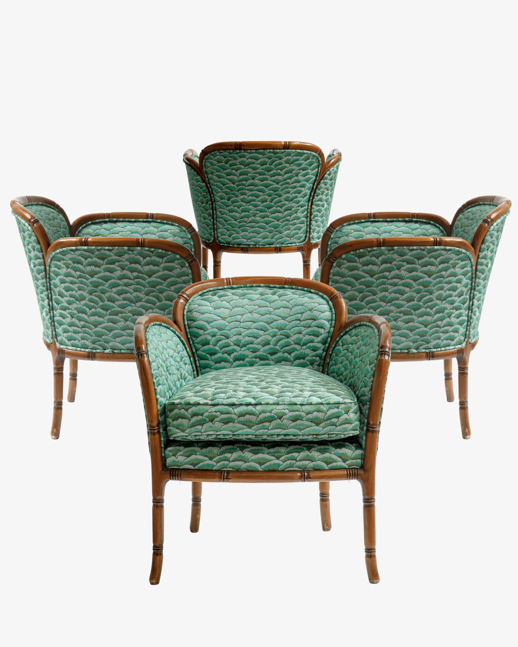 Quattro poltrone vimini anni 60 reinterpretate da  triplef