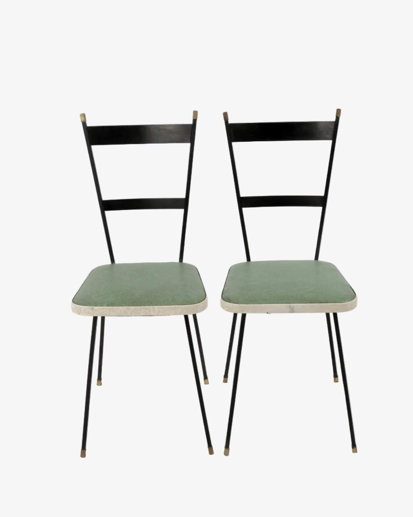 Pair of 1950s iron and skai chairs