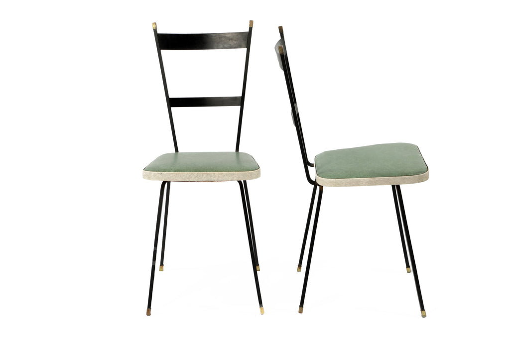 Pair of 1950s iron and skai chairs