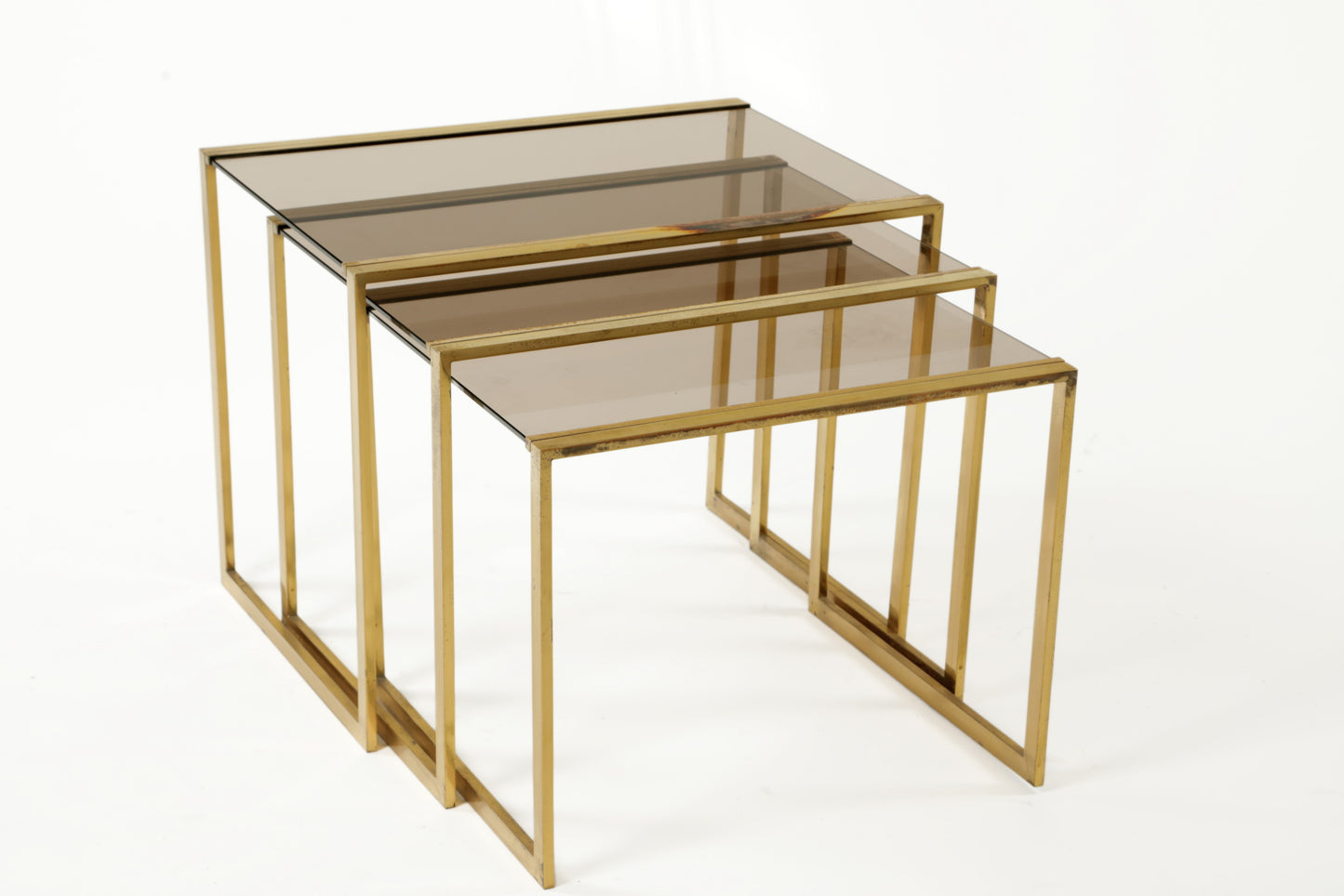 Triptych brass tables from the 70s