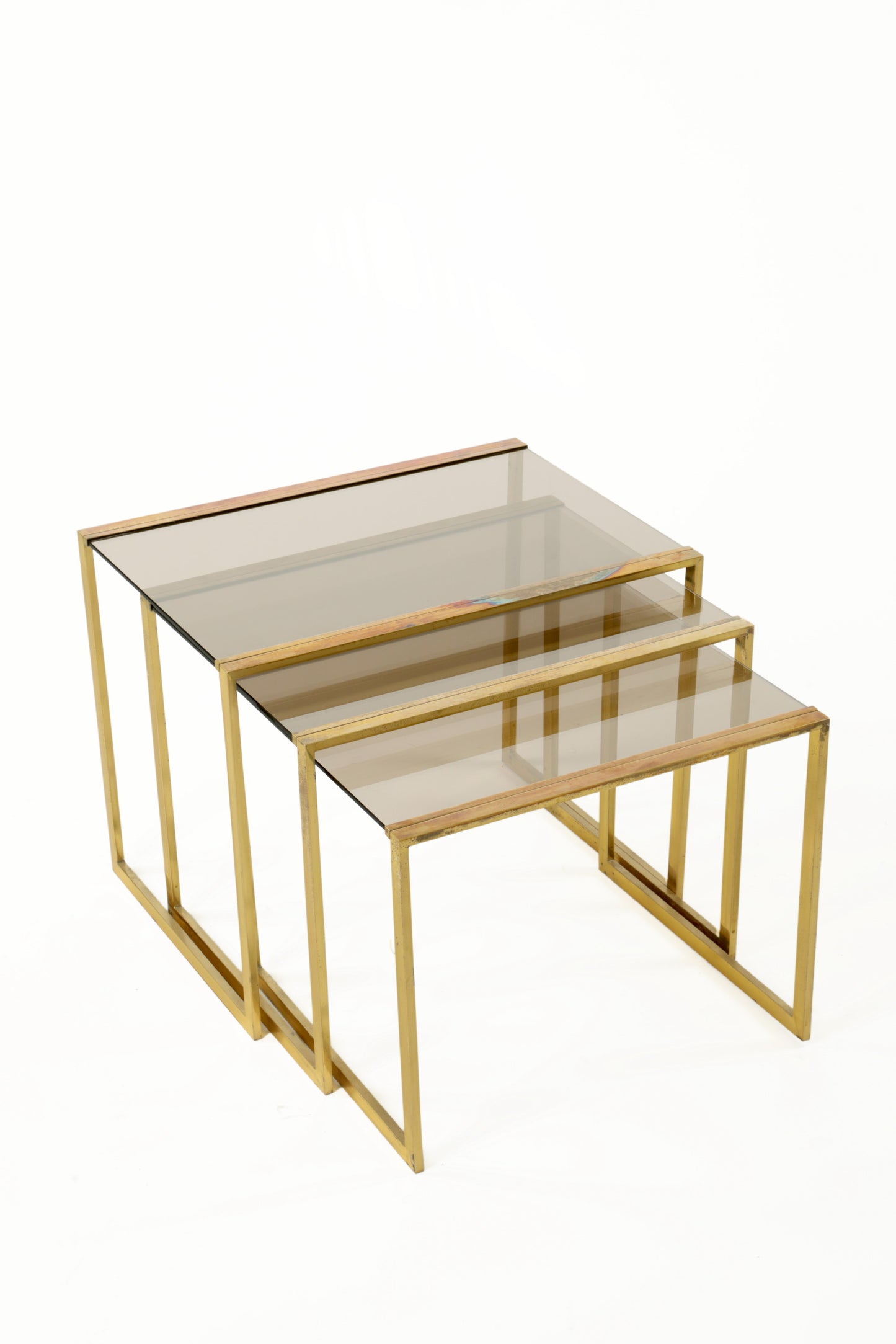 Triptych brass tables from the 70s