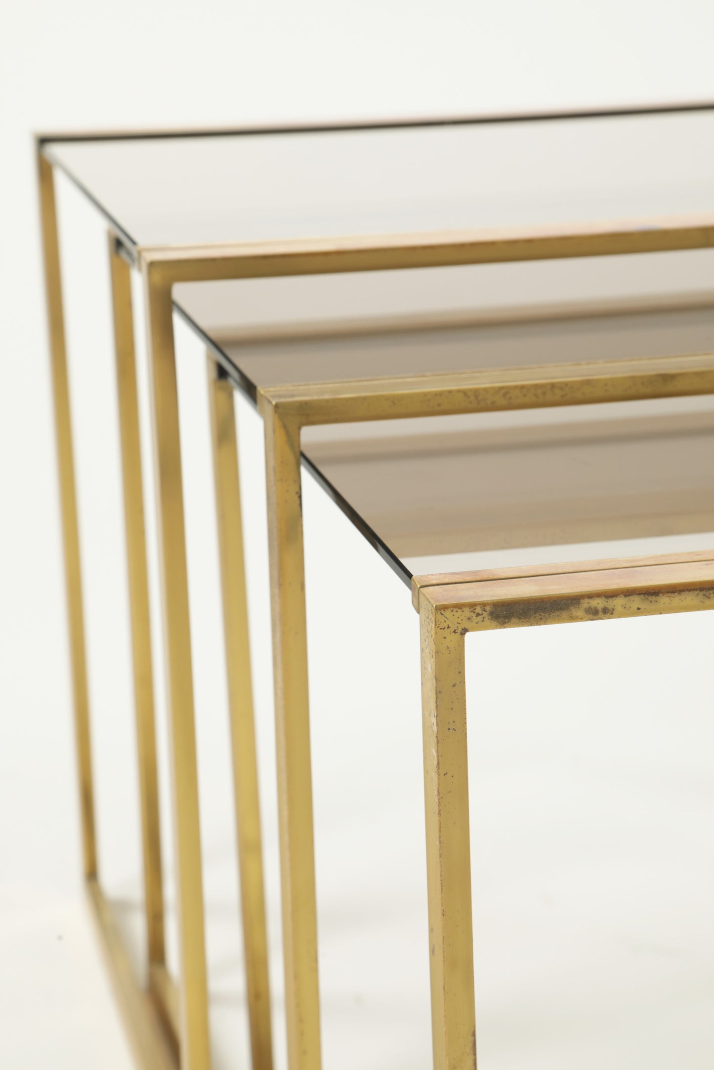 Triptych brass tables from the 70s