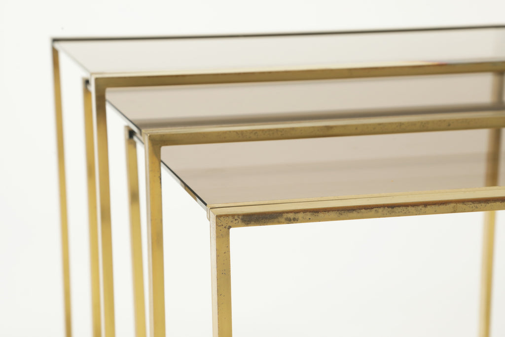 Trittico tavoli ottone anni 70