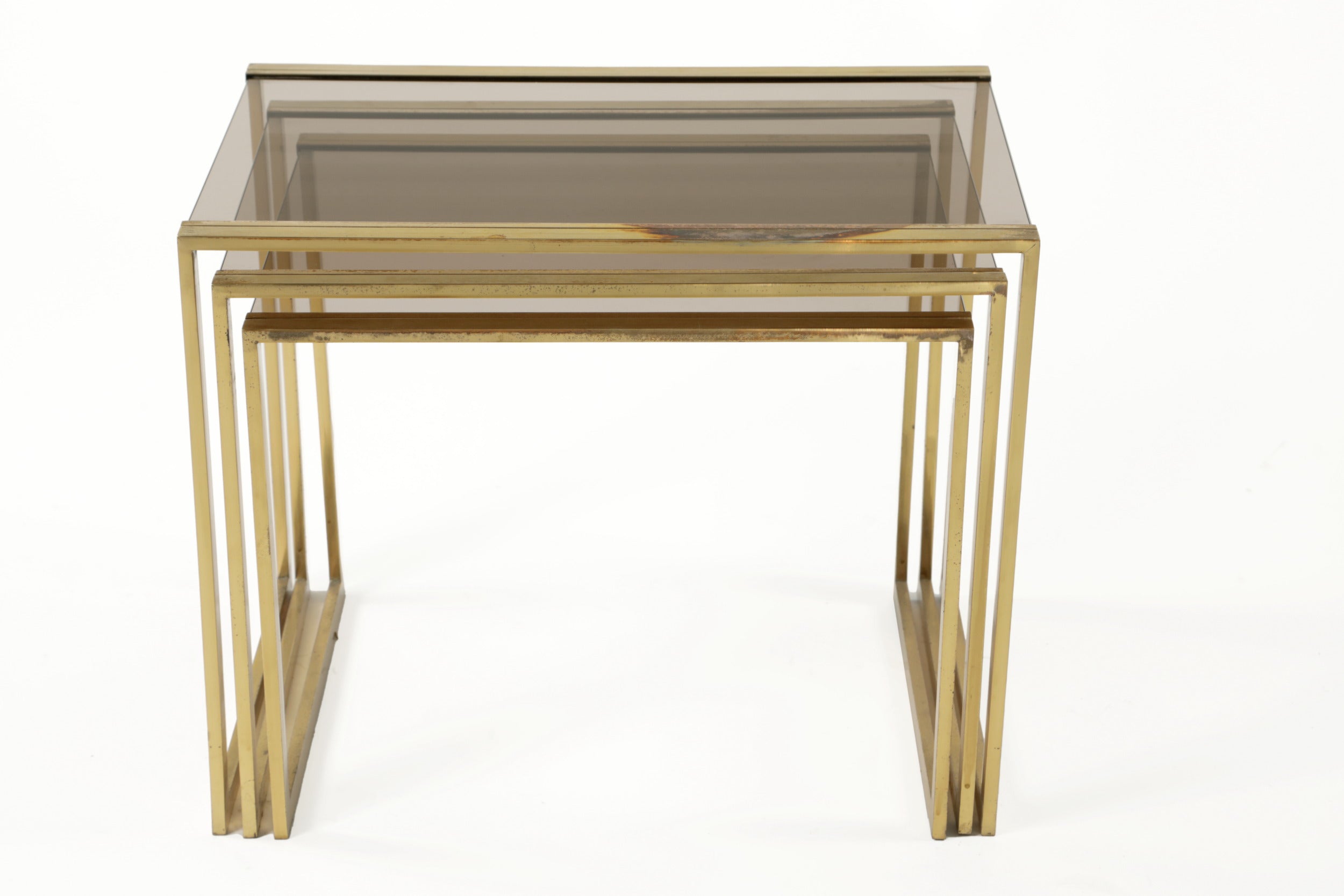 Trittico tavoli ottone anni 70