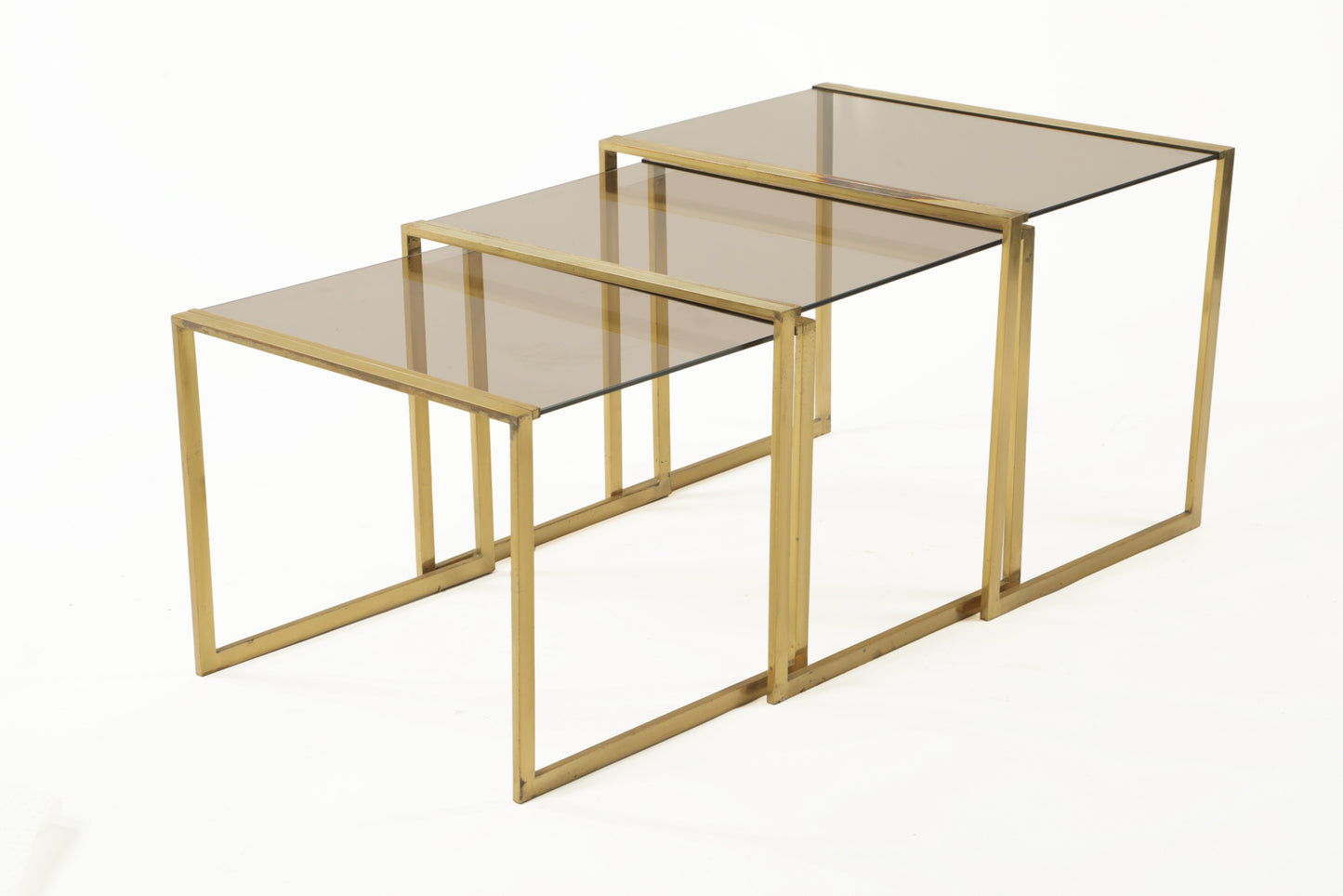 Triptych brass tables from the 70s