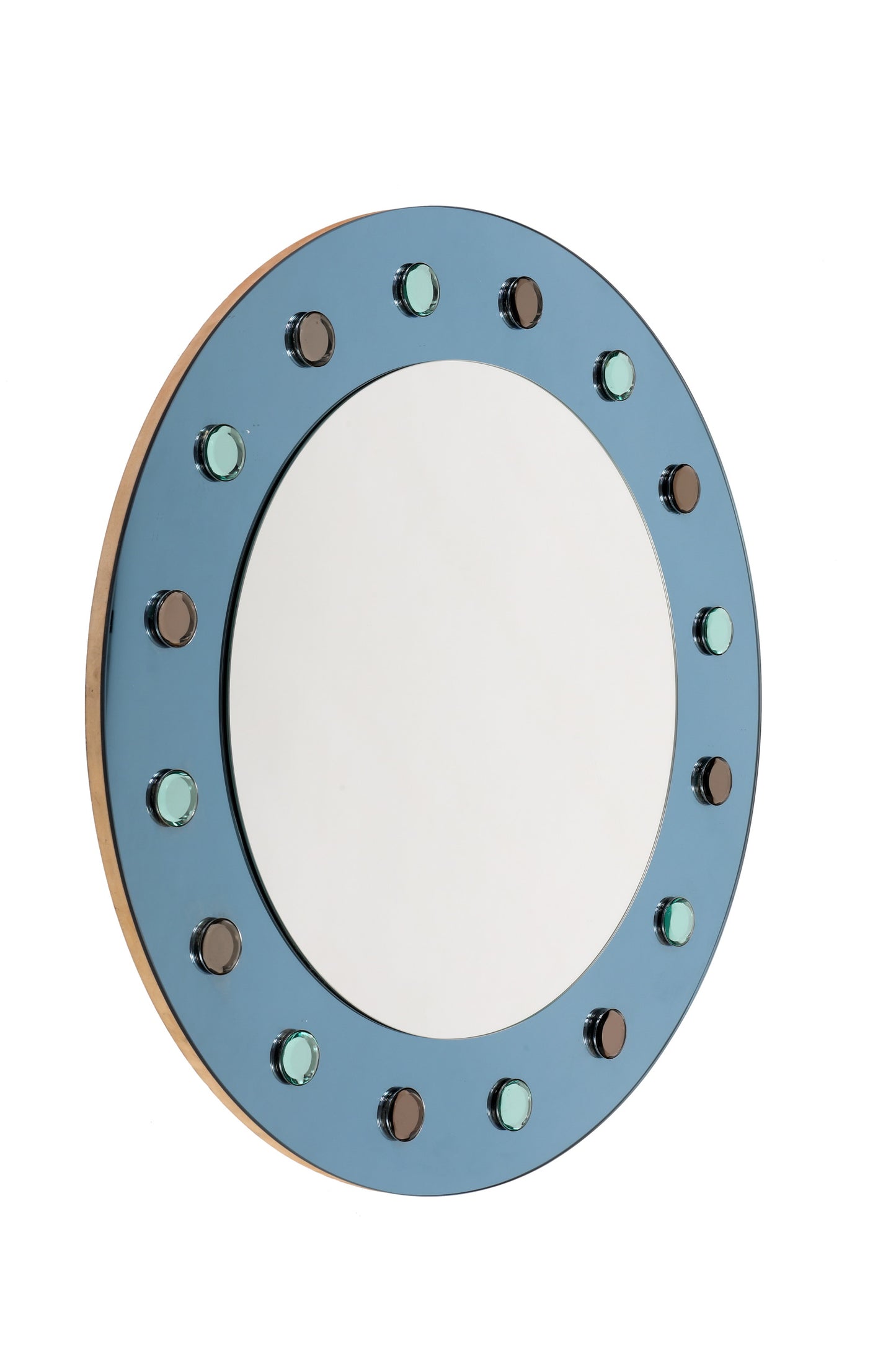 Round mirror from the 70s with mirrored studs