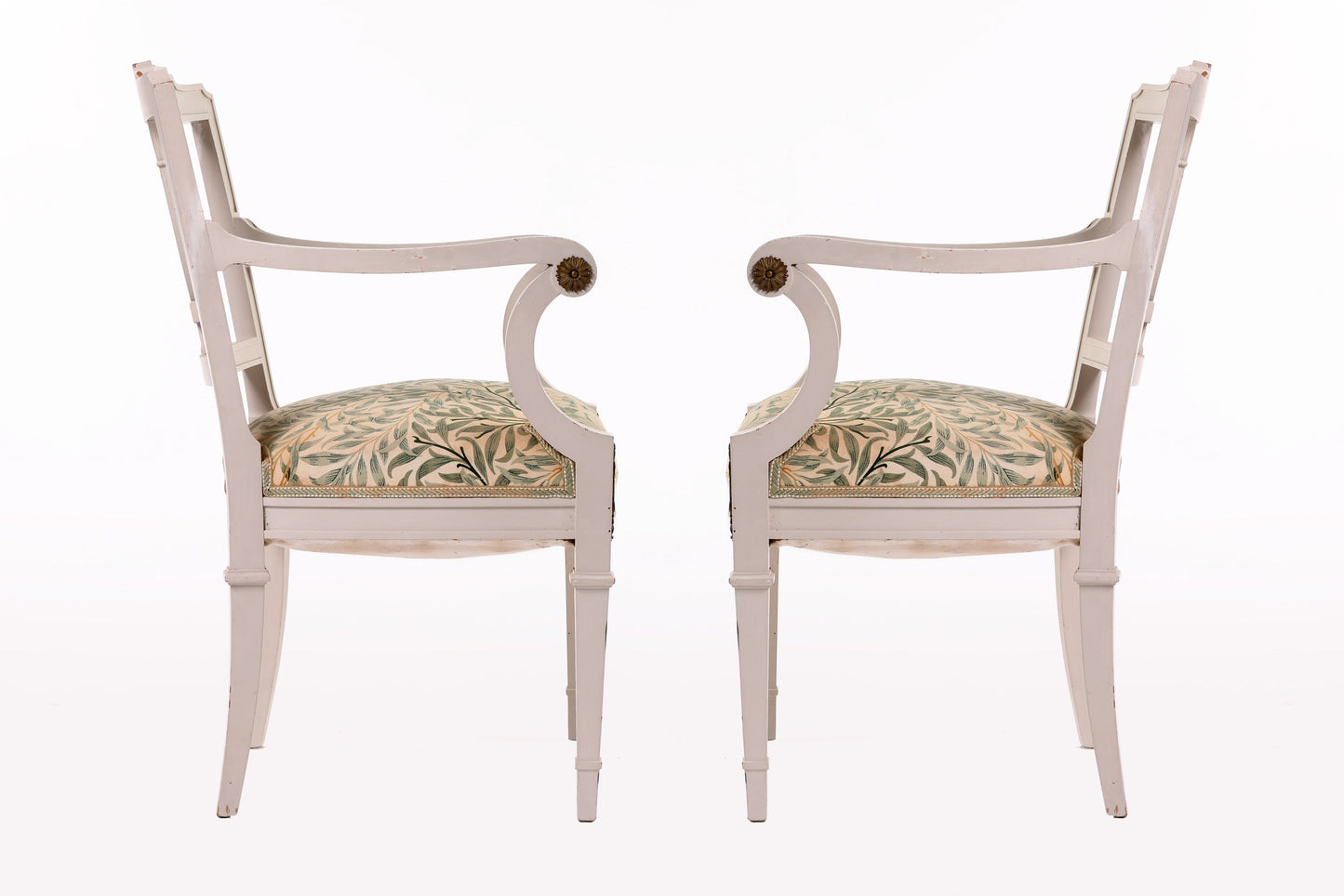Pair of ivory lacquered 1950s armchairs
