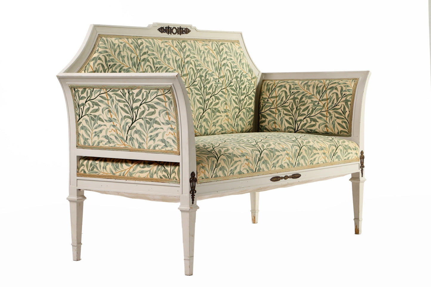 2 seater sofa from the 50s in ivory lacquered leaf print