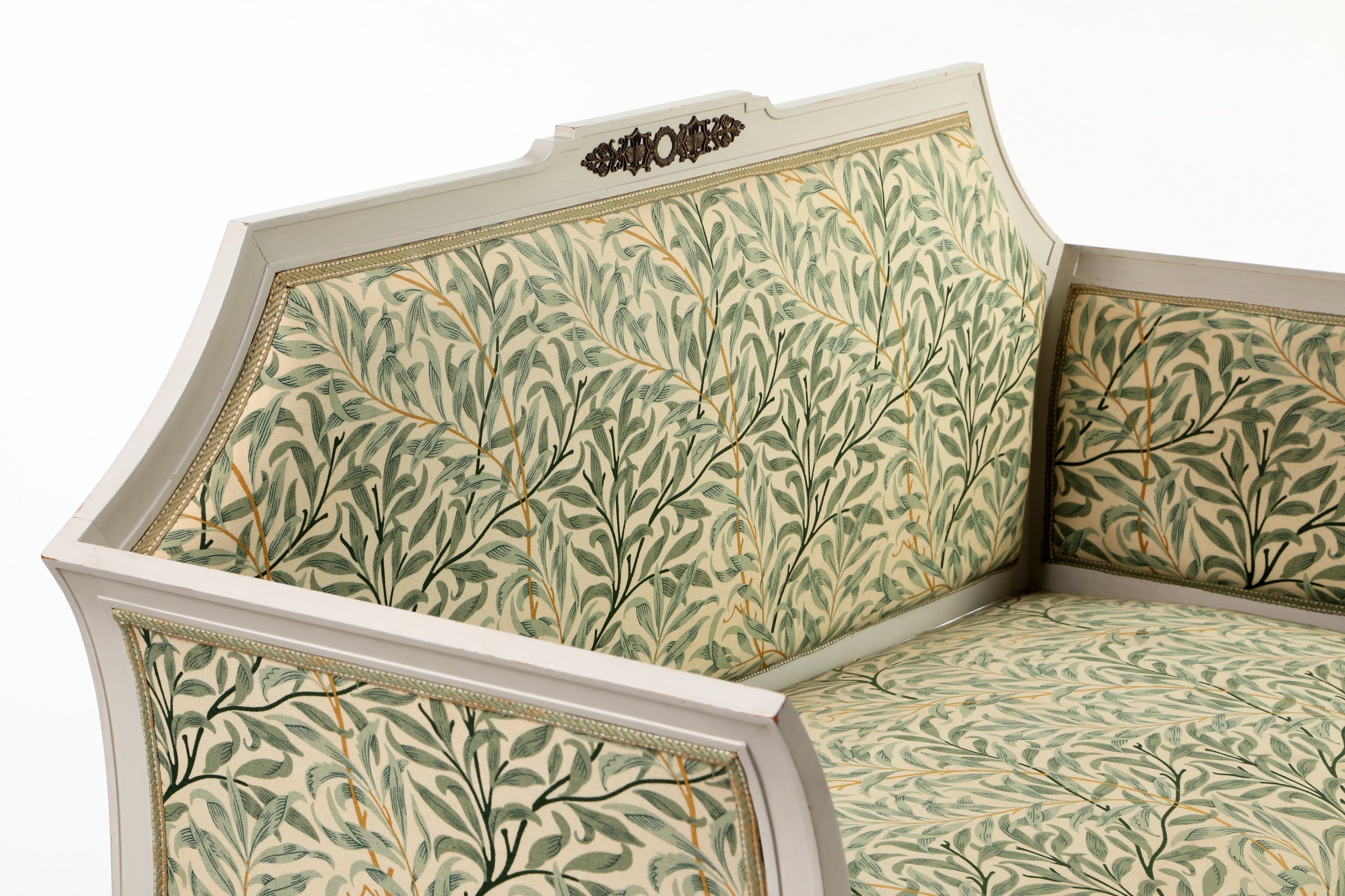 2 seater sofa from the 50s in ivory lacquered leaf print
