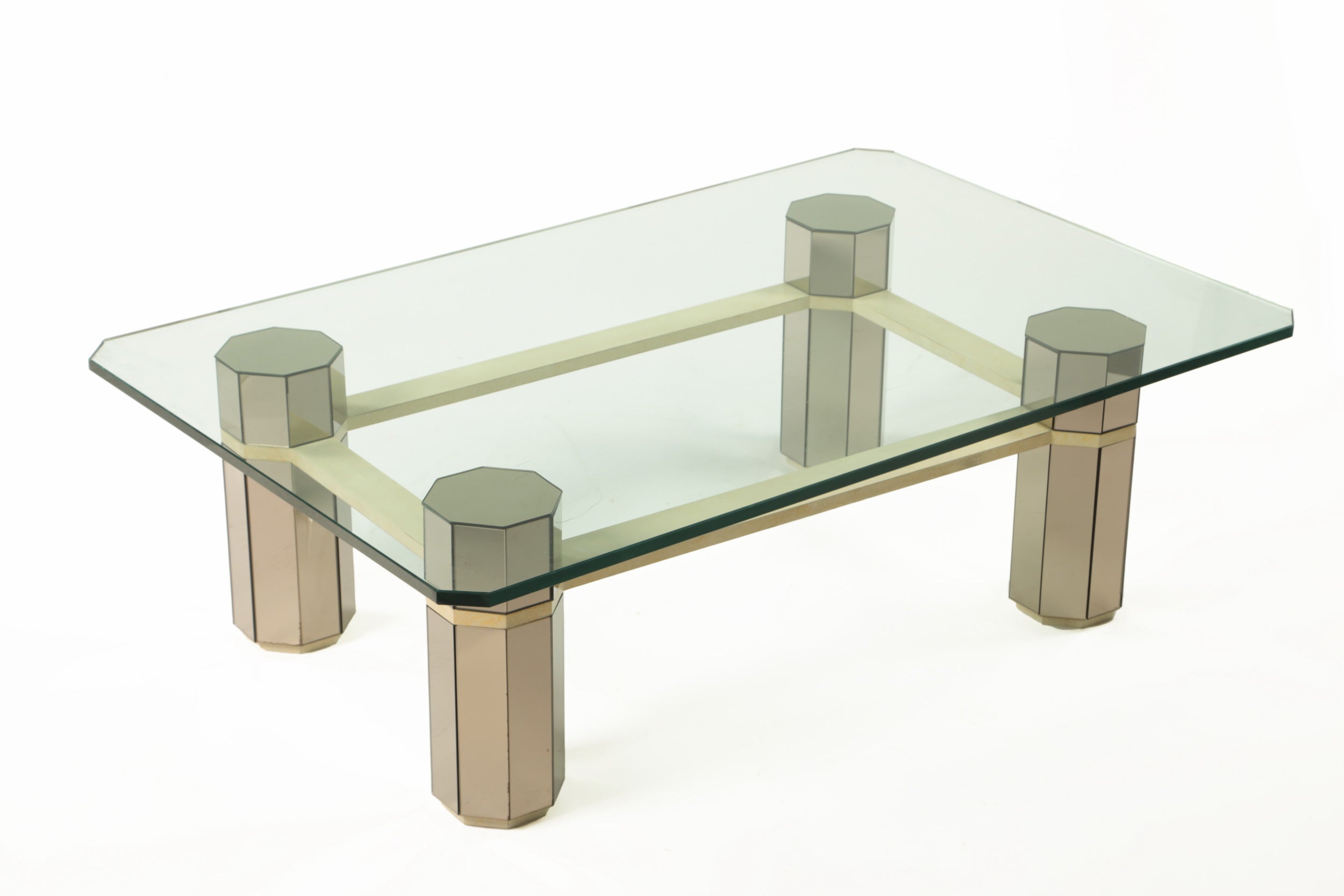 1970s glass and mirror living room table