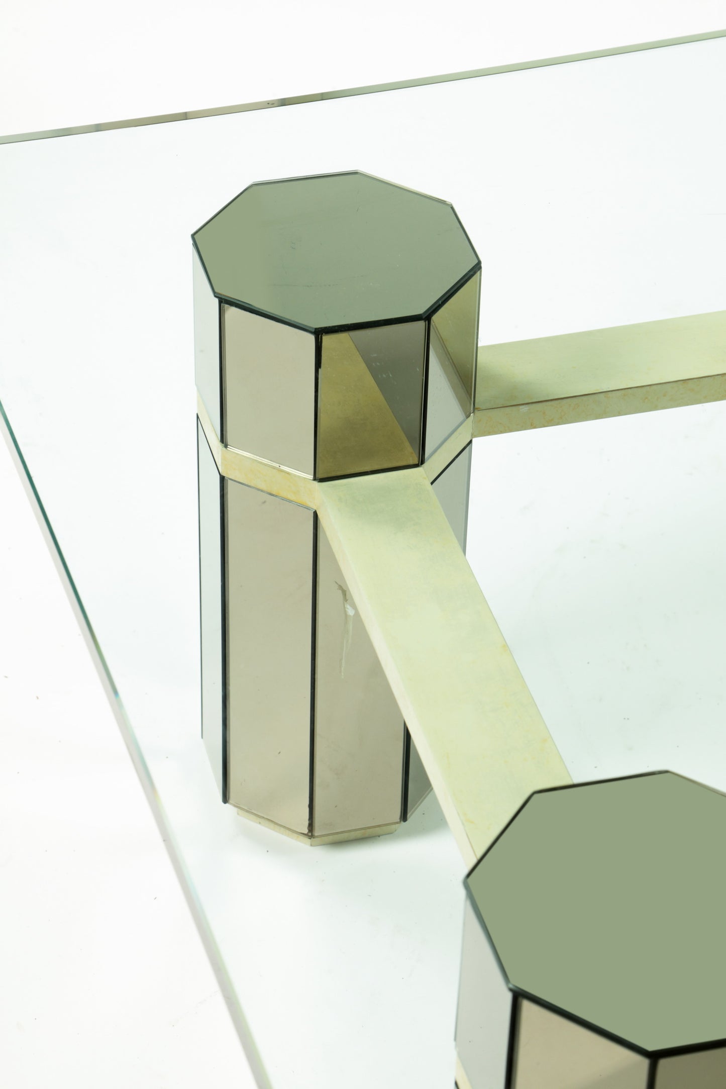 Tavolo salotto vetro e specchio anni 70