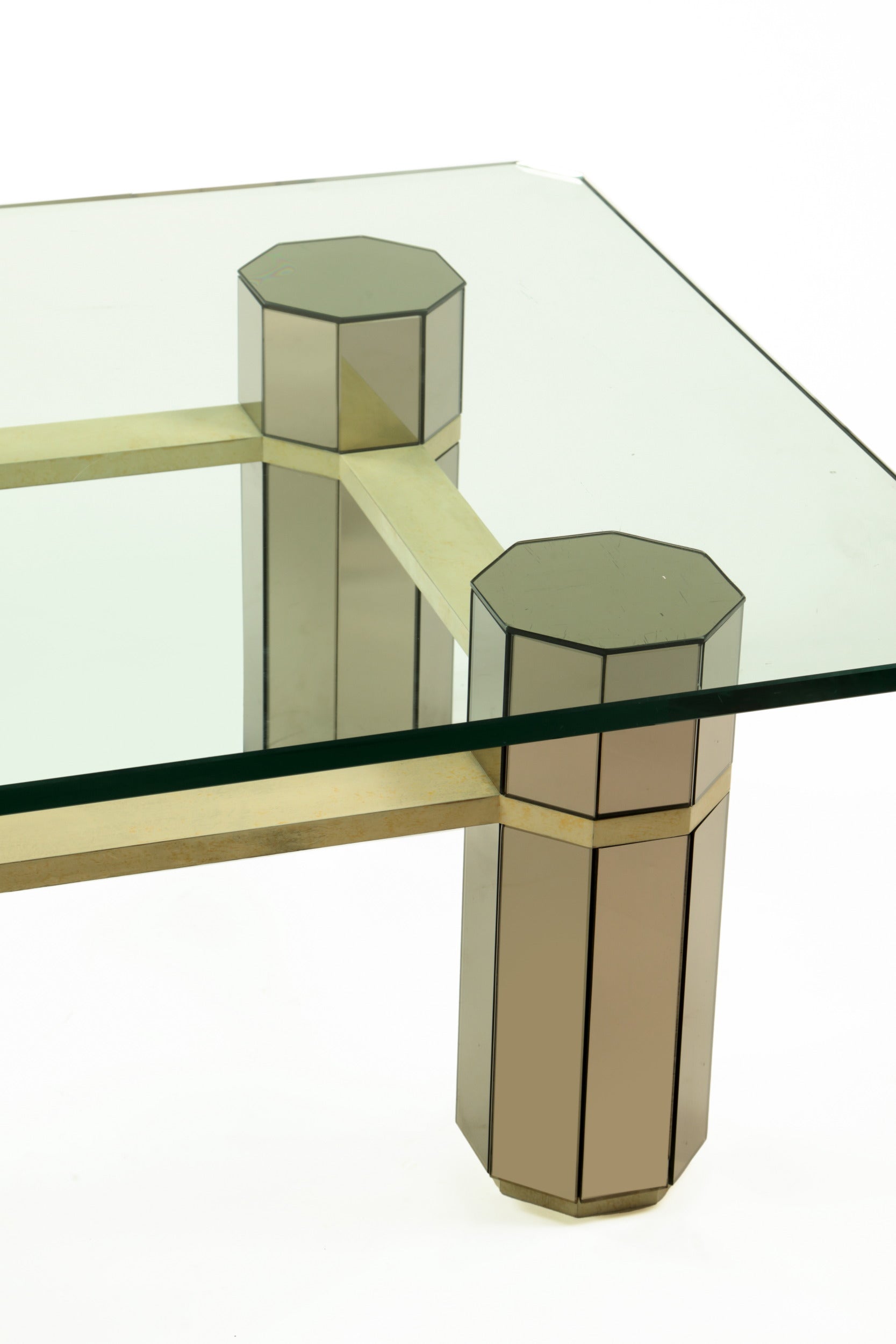 1970s glass and mirror living room table