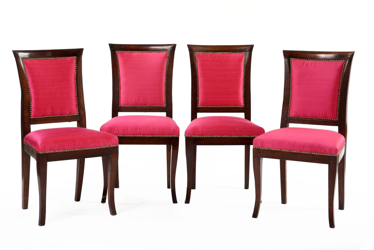 Six 1950s chairs in pink fabric