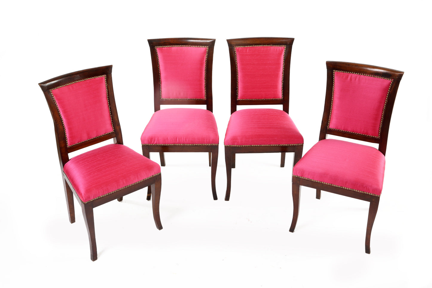 Six 1950s chairs in pink fabric