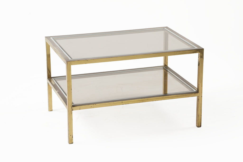 Small 70's steel and brass living room table