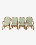 Four 1960s bamboo and natural rattan armchairs