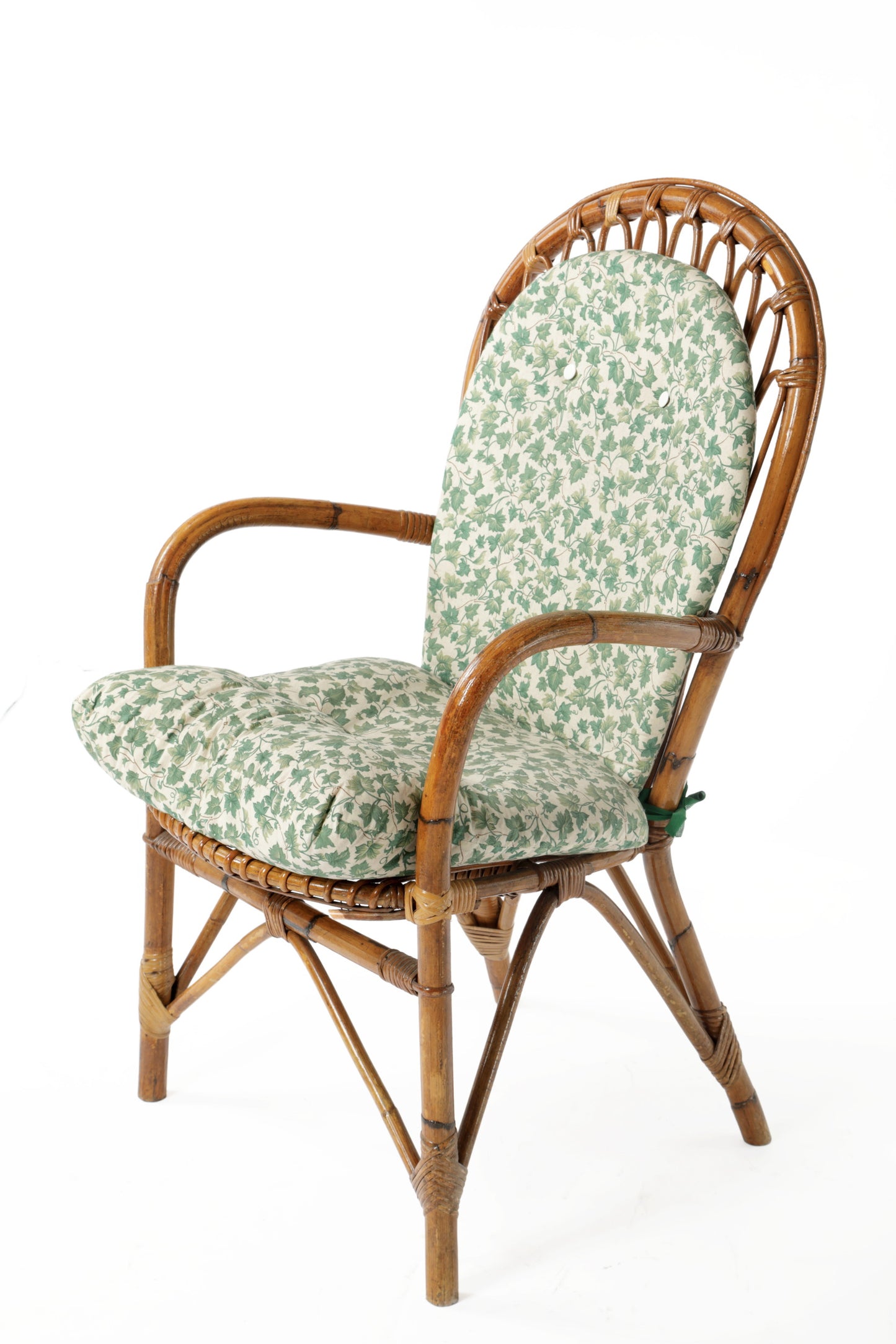 Four 1960s bamboo and natural rattan armchairs