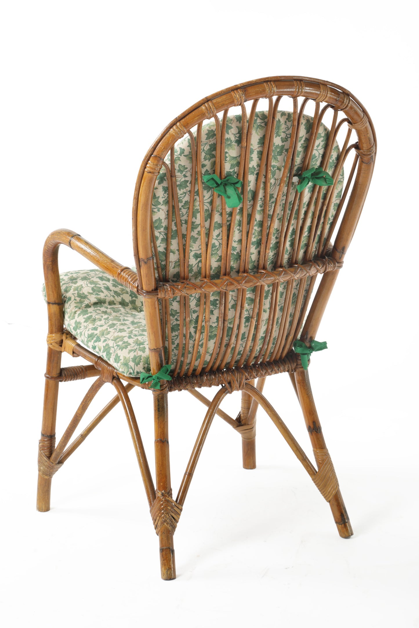 Four 1960s bamboo and natural rattan armchairs