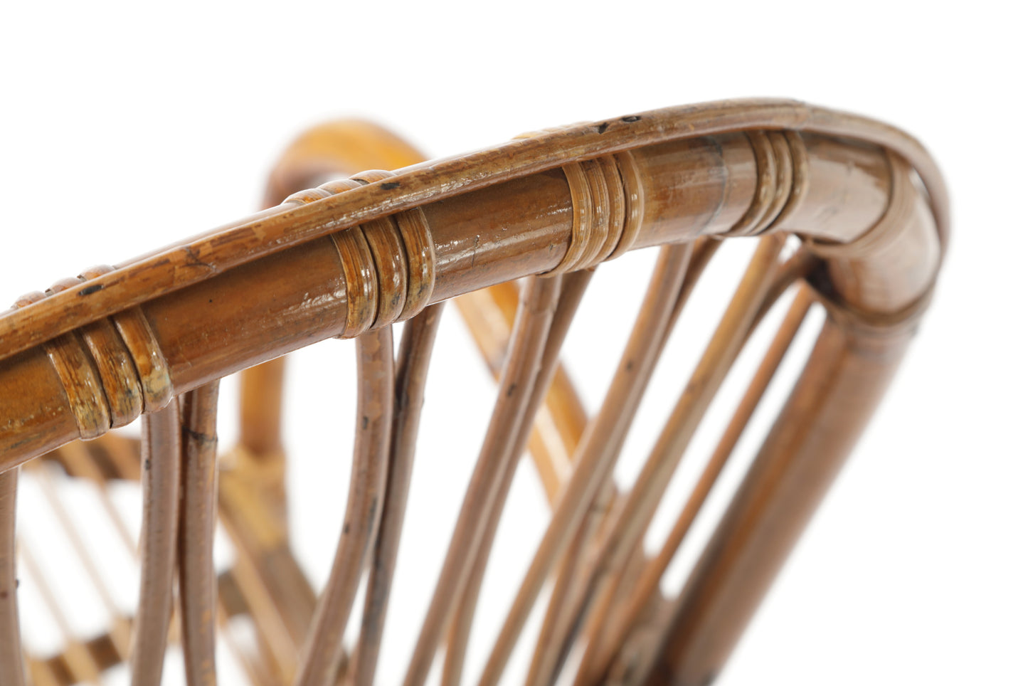 Four 1960s bamboo and natural rattan armchairs