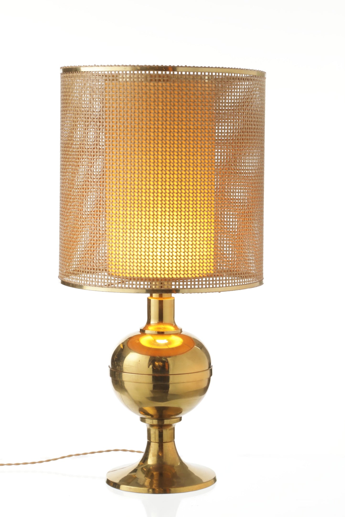 70s brass lamp with double lampshade