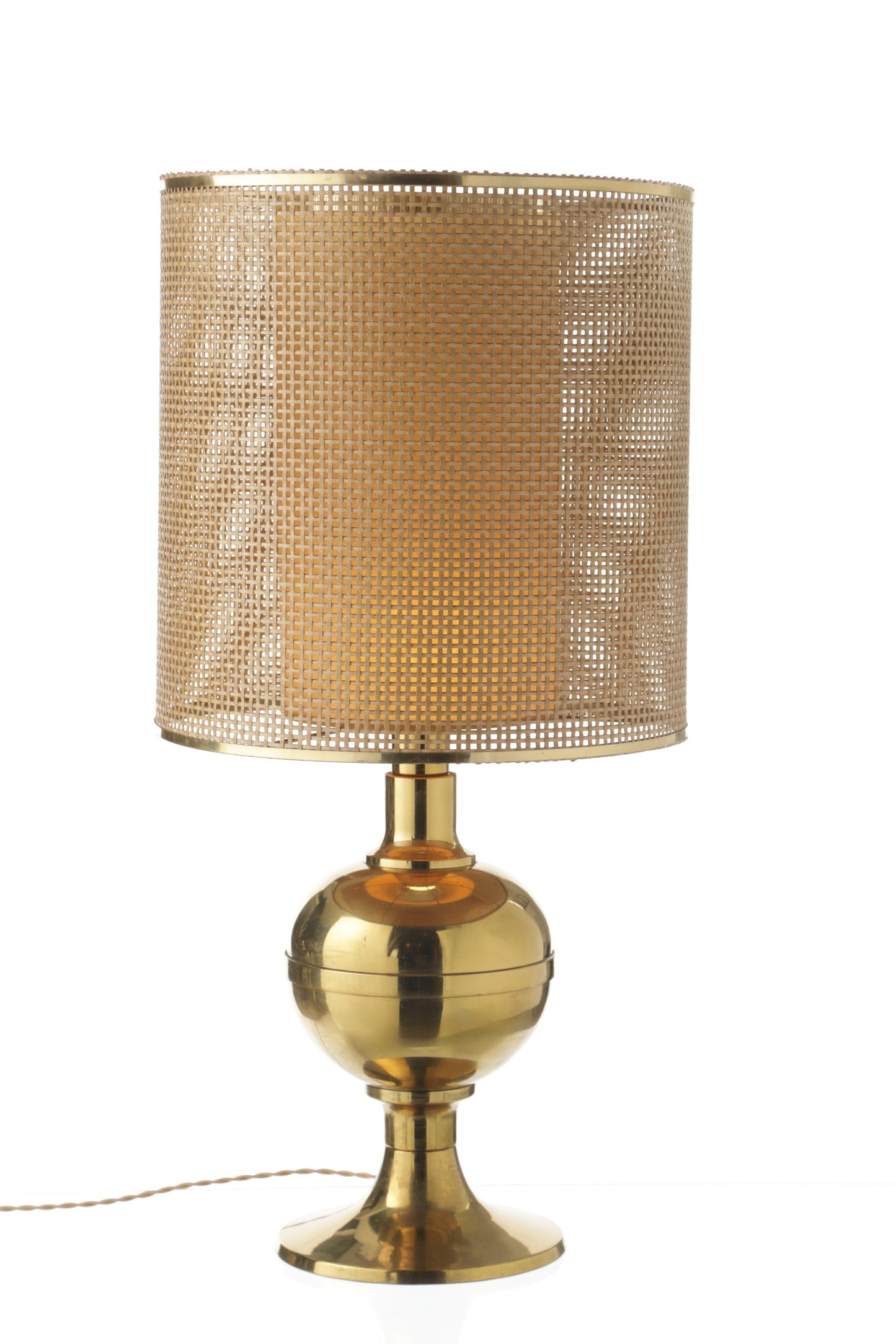 70s brass lamp with double lampshade