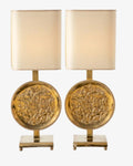 Coppia lampade ottone lavorazione rilievo