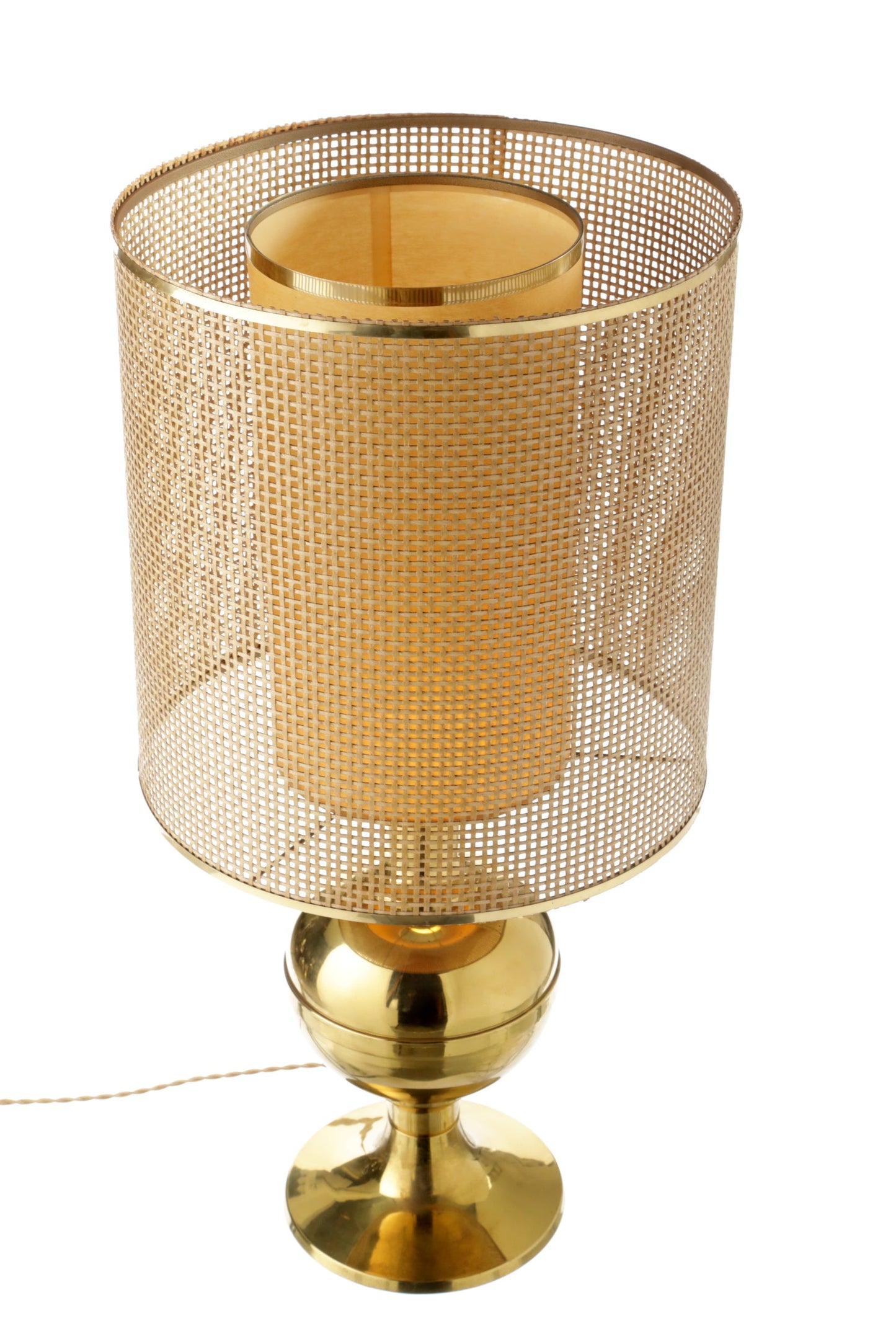 70s brass lamp with double lampshade