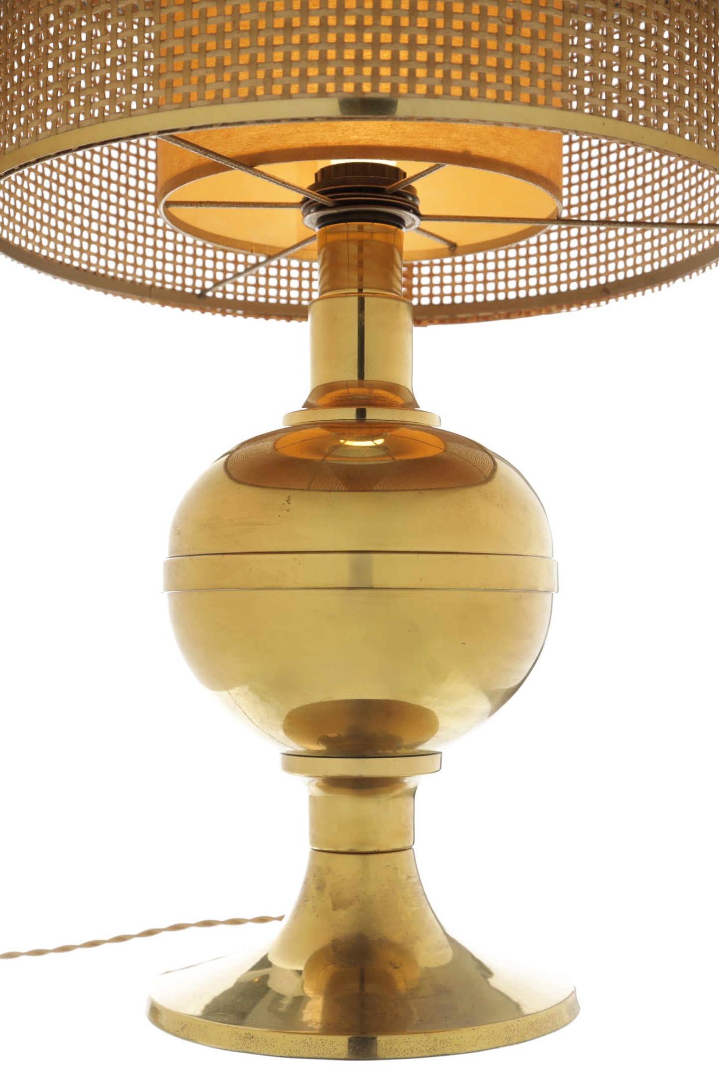 70s brass lamp with double lampshade