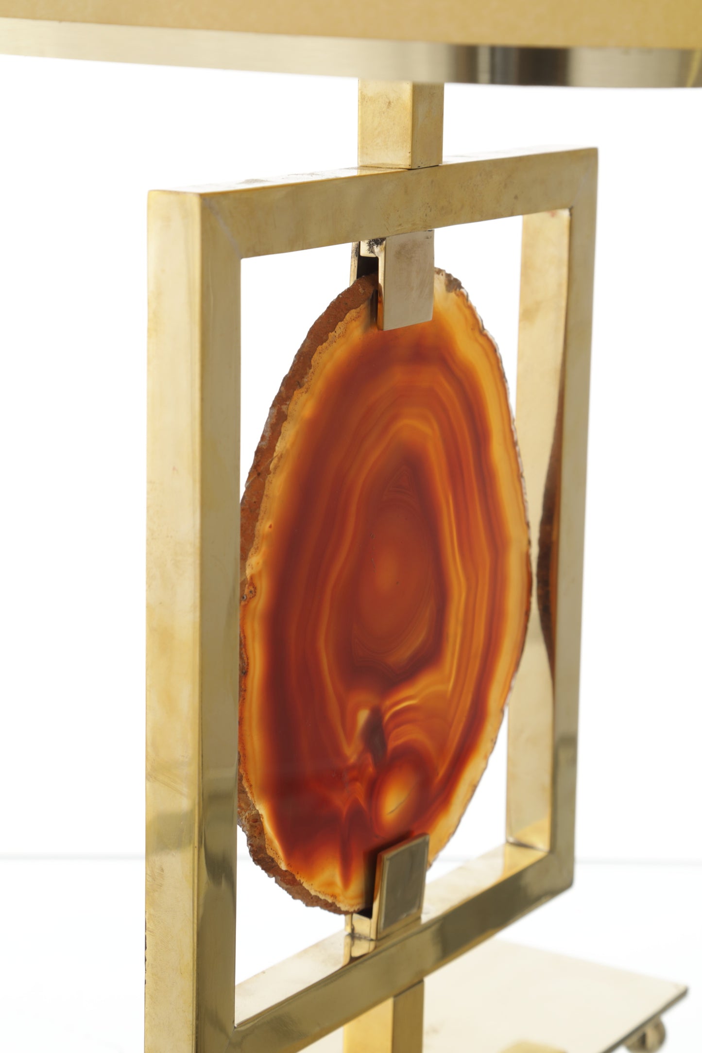 Pair of 1970s brass and carnelian agate lamps