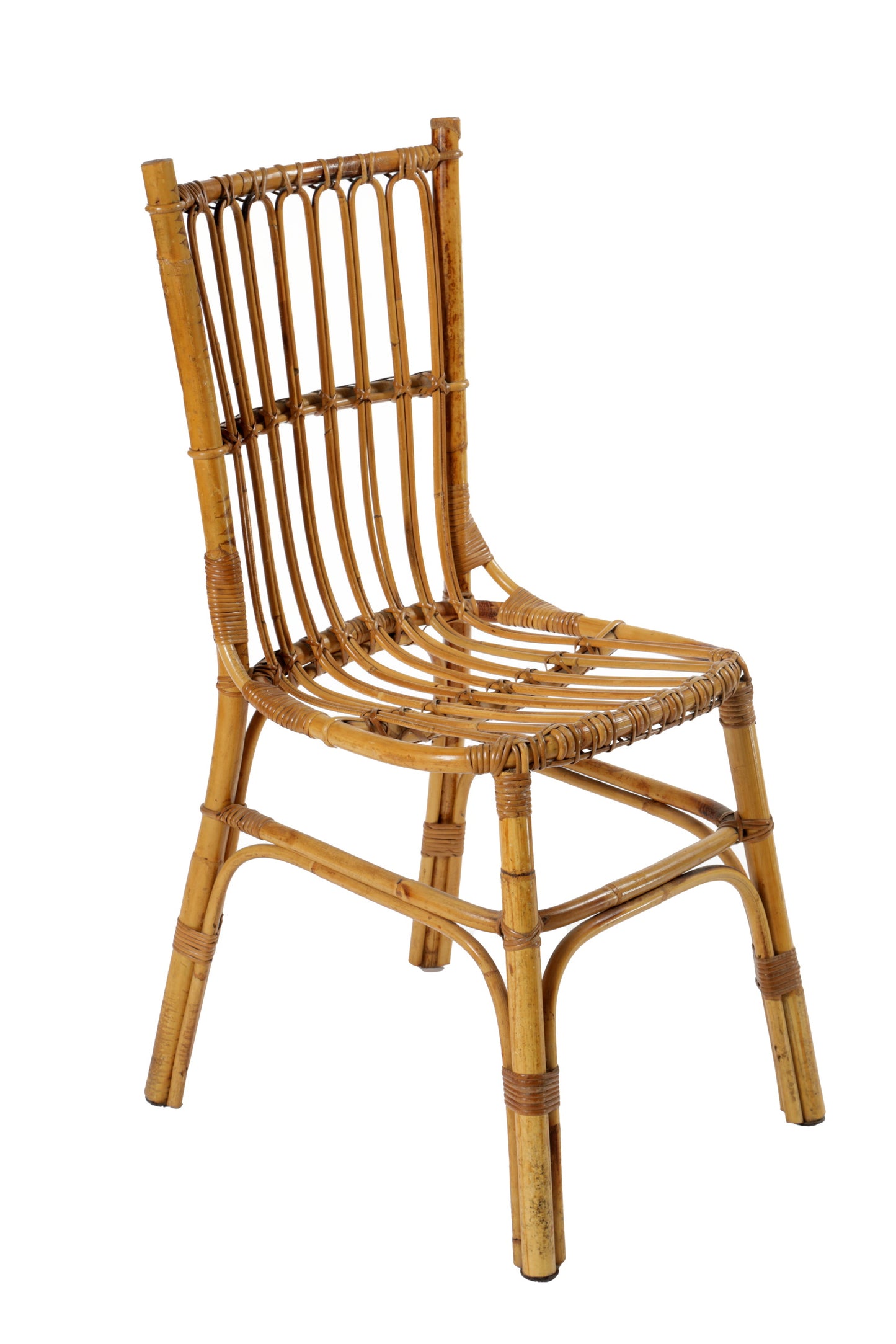 Six 70s chairs in bamboo and rattan