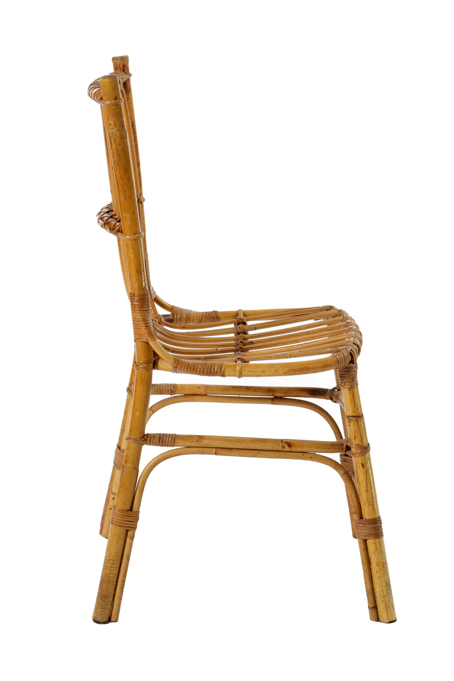 Six 70s chairs in bamboo and rattan