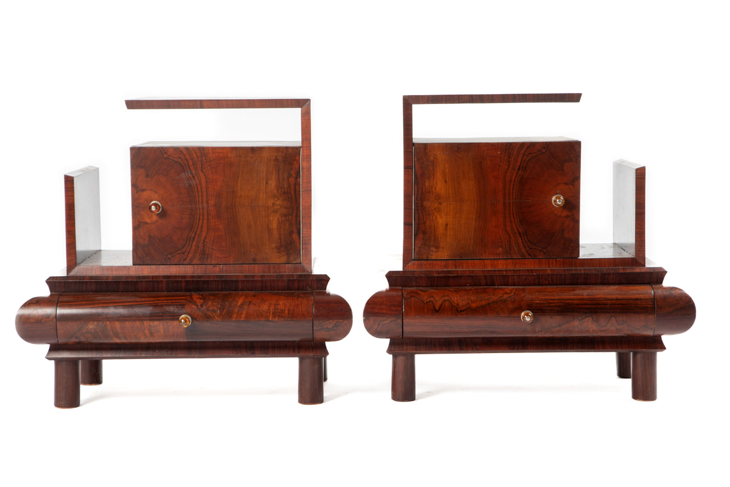 Pair of rationalist bedside tables attributable to Marcello Piacentini