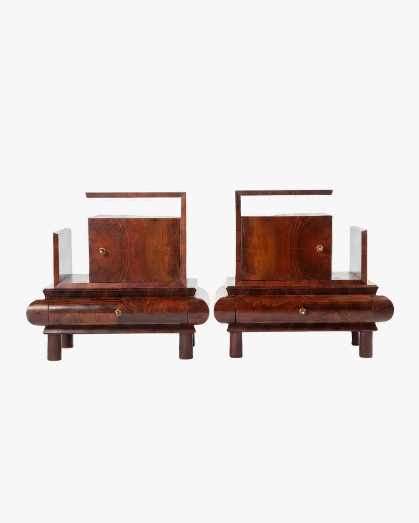 Pair of rationalist bedside tables attributable to Marcello Piacentini