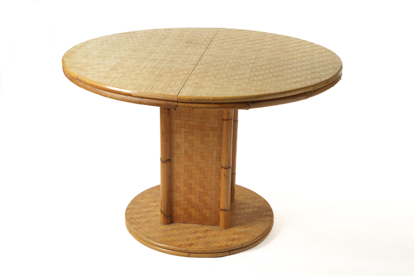 Extendable bamboo and pressed rattan table from the 70s