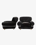Coppia poltrone anni 70 in velluto nero reinterpretate da  t r i p l e f