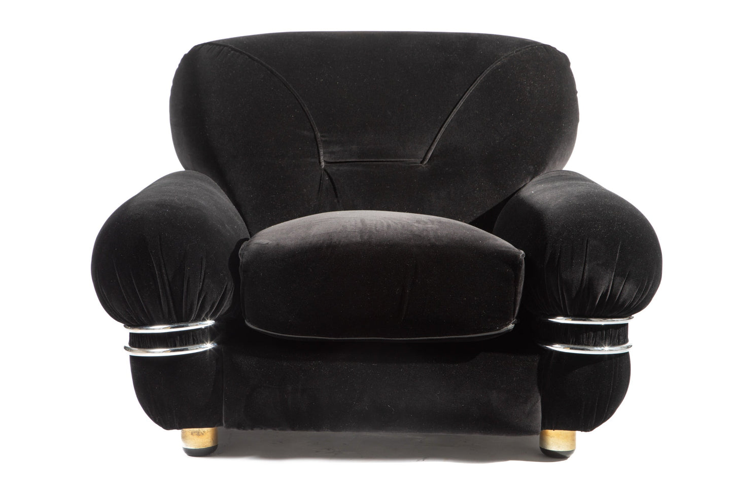 Pair of 70s armchairs in black velvet reinterpreted by triplef