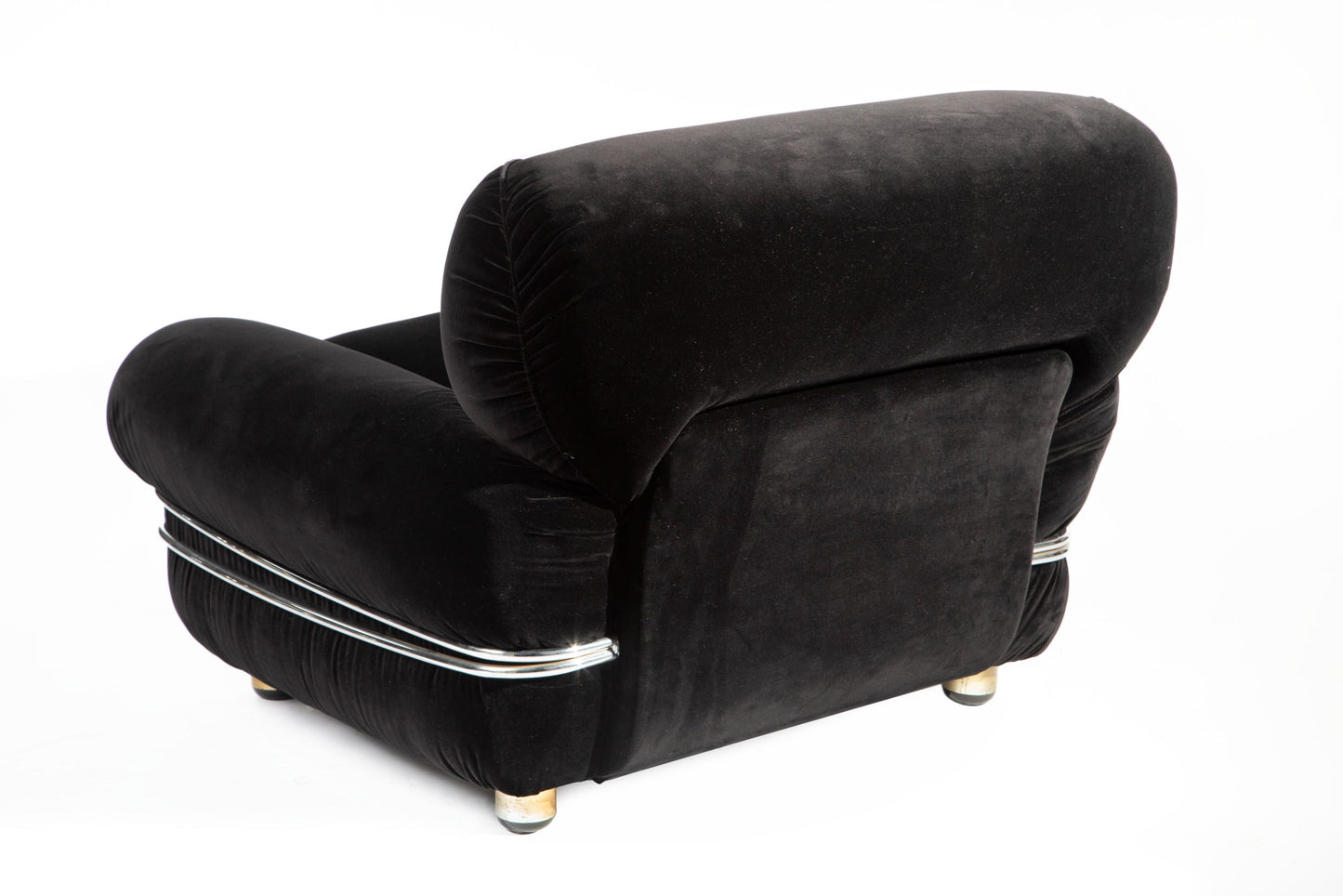 Pair of 70s armchairs in black velvet reinterpreted by triplef