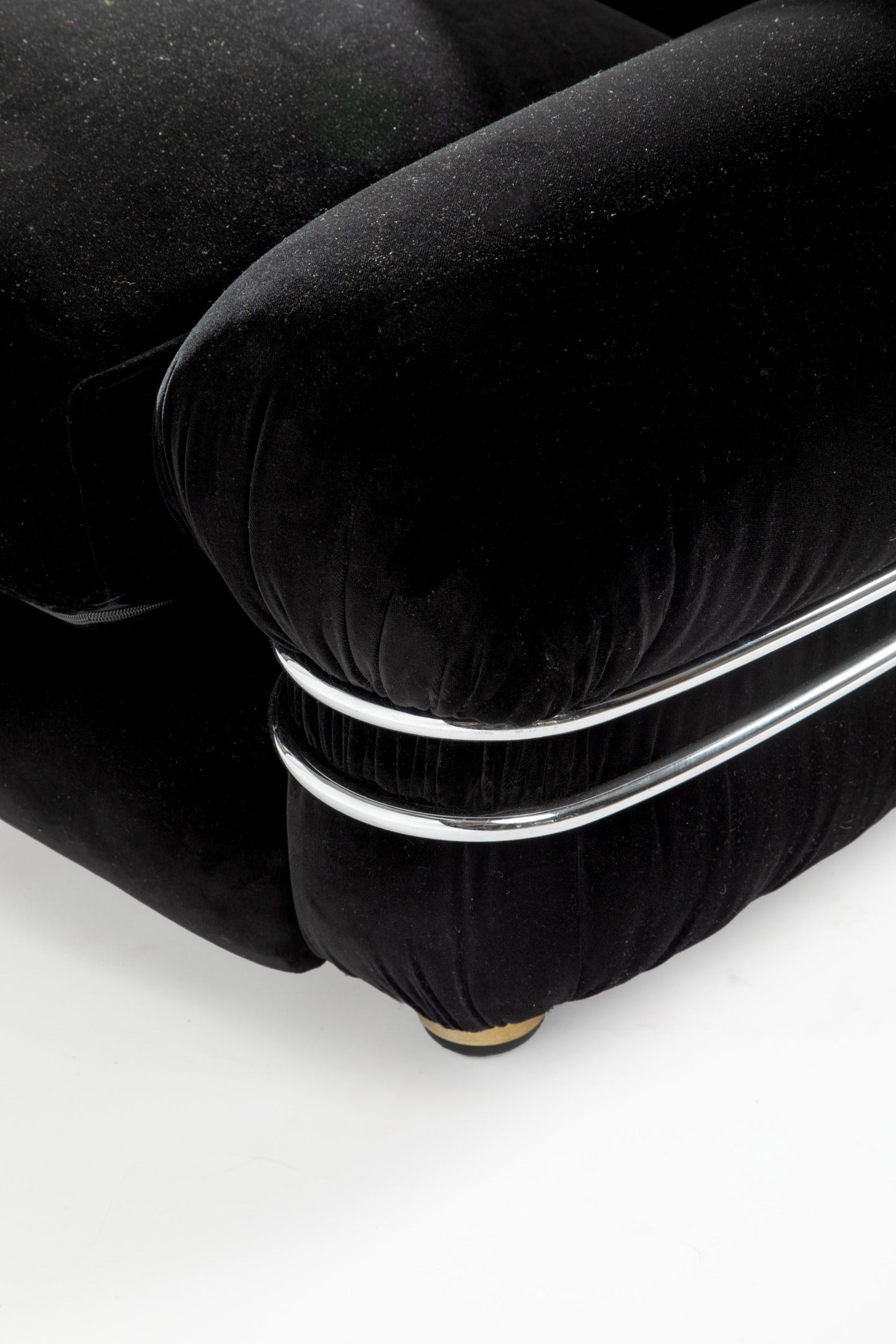 Pair of 70s armchairs in black velvet reinterpreted by triplef