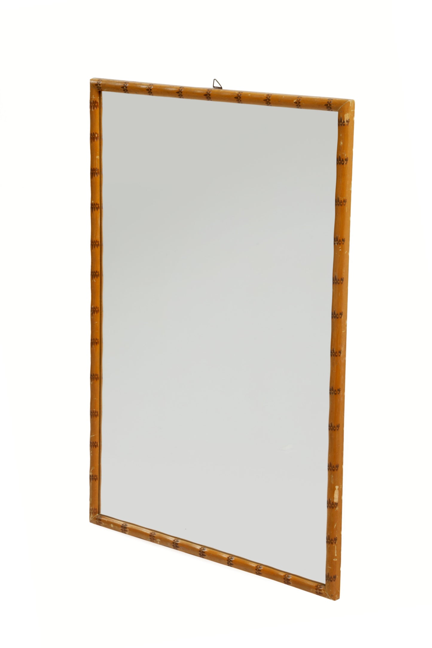 70s mirror with bamboo frame