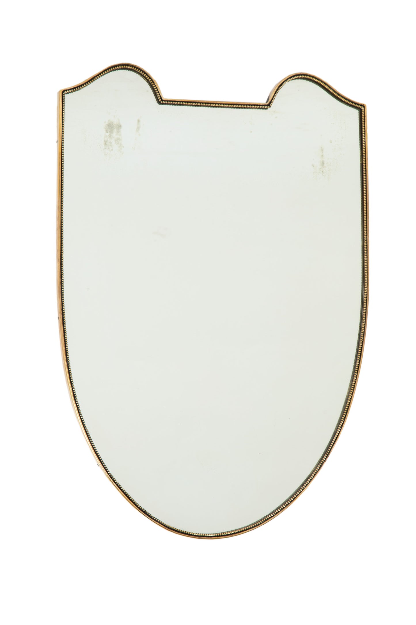 Brass shield mirror with worked edge, 1950s