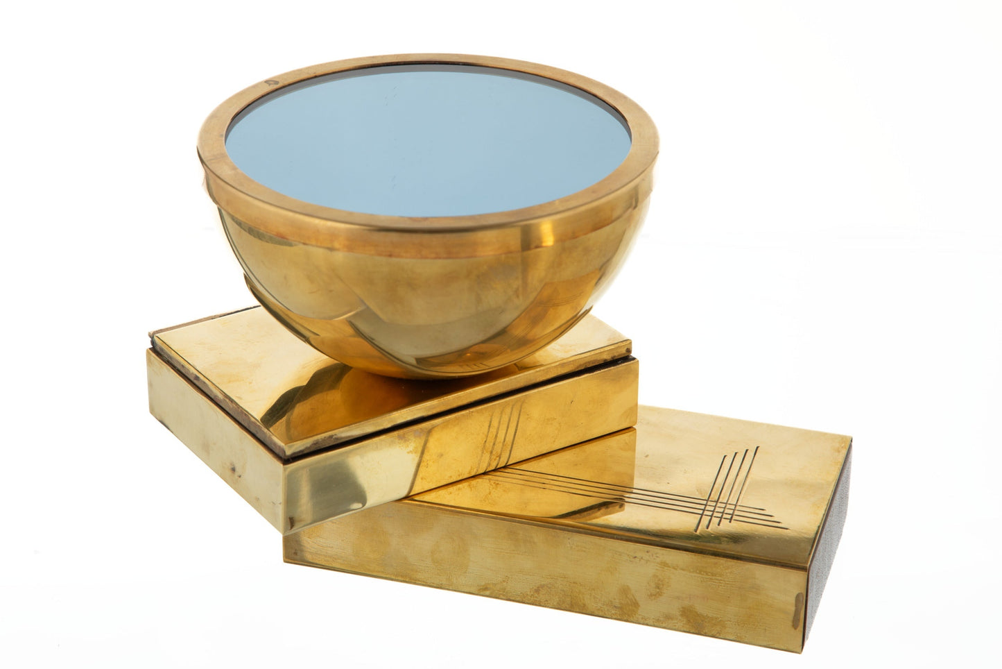 Spherical box in brass and glass from the 70s